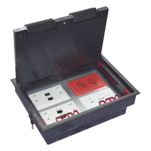 Caja de Piso para Cuatro Módulos Universales (Socket M4), para Alimentación Eléctrica y Redes de Datos (11000-43401) No Incluye Faceplates