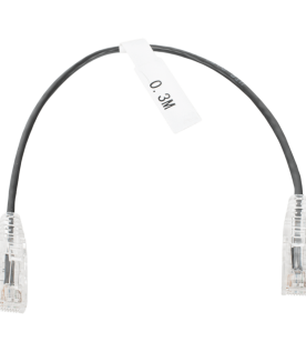 Cable de Parcheo Slim UTP Cat6 - 30 cm (11.81 Pulgadas) Negro Diámetro Reducido (28 AWG)