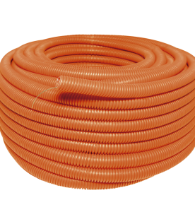 Manguera Poliducto Corrugado Flexible Naranja Reforzado de 3/4" x 50 m Para Instalaciones Eléctricas /Polietileno Alta Densidad HDPE/ Sin guía /Resistente a Intemperie.