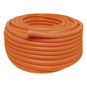 Manguera Poliducto Corrugado Flexible Naranja Reforzado de 3/4" x 50 m Para Instalaciones Eléctricas /Polietileno Alta Densidad HDPE/ Sin guía /Resistente a Intemperie.