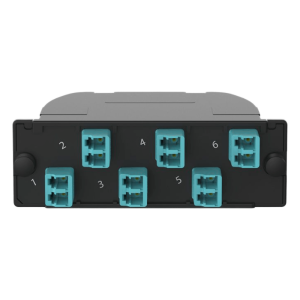 Casete OptiCom de Fibra Óptica Multimodo OM4, Con Conector MPO a 6 LC Duplex, Polaridad Método A, Pérdida de Inserción Estándar