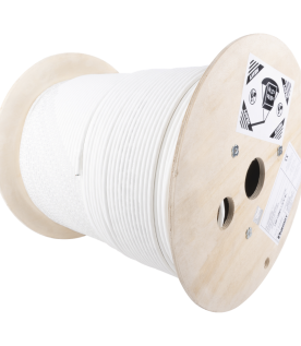 Bobina de Cable Blindado S/FTP de 4 Pares, Cat7, Inmune a Ruido e Interferencias, LSZH (Bajo Humo, Cero Halógenos), Color Blanco, Bobina de 500 Metros (1640 Pies)