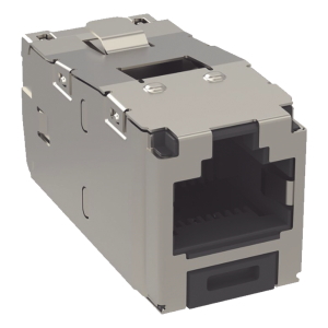 Conector Jack RJ45 Blindado, Estilo TG, Mini-Com, Categoría 6, de 8 Posiciones y 8 Cables, Color Negro