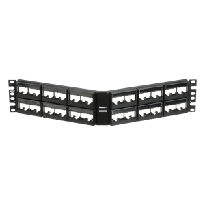Panel de Parcheo Modular Mini-Com (Sin Conectores), Angulado, Sin Blindaje, Con Etiqueta y Cubierta, de 48 Puertos, 2UR