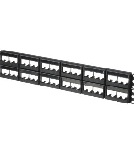 Panel de Parcheo Modular Mini-Com (Sin Conectores), Plano, Sin Blindaje, Con Etiqueta y Cubierta, de 48 Puertos, 2UR