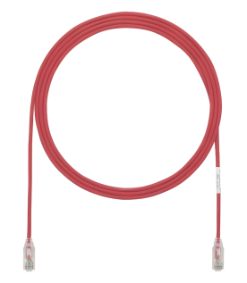 Cable de Parcheo TX6, UTP Cat6, Diámetro Reducido (28AWG), Color Rojo, 3.05 Metros (10 Pies)