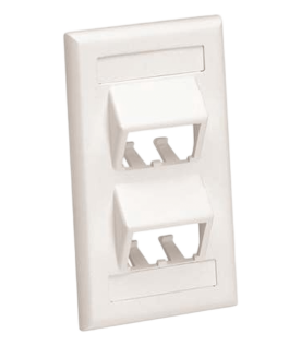 Placa de Pared Vertical Clásica, Salida Para 4 Puertos Mini-Com Inclinados, Con Espacios Para Etiquetas, Color Blanco Mate