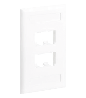 Placa de Pared Vertical Clásica, Salida Para 4 Puertos Mini-Com, Con Espacios Para Etiquetas, Color Blanco