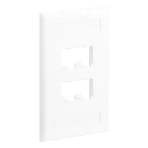 Placa de Pared Vertical Clásica, Salida Para 4 Puertos Mini-Com, Con Espacios Para Etiquetas, Color Blanco