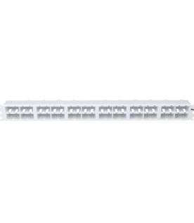 Panel de Parcheo Modular Mini-Com (Sin Conectores), Plano, Sin Blindaje, Alta Densidad, de 48 Puertos, Color Blanco, 1 UR