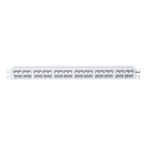 Panel de Parcheo Modular Mini-Com (Sin Conectores), Plano, Sin Blindaje, Alta Densidad, de 48 Puertos, Color Blanco, 1 UR