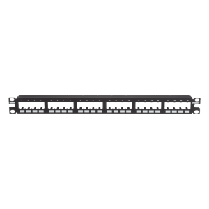 Panel de Parcheo Modular Mini-Com (Sin Conectores), Plano de Instalación al Ras, Sin Blindaje, de 24 Puertos, 1UR