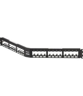Panel de Parcheo Modular Mini-Com (Sin Conectores), Angulado, Totalmente Blindado, de 24 Puertos, 1UR