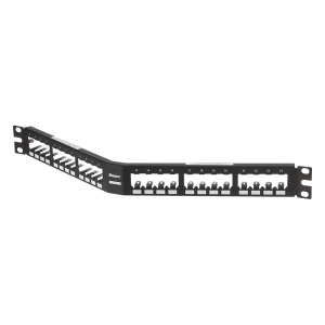 Panel de Parcheo Modular Mini-Com (Sin Conectores), Angulado, Totalmente Blindado, de 24 Puertos, 1UR