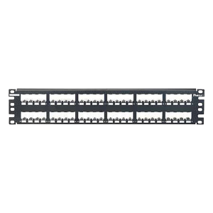 Panel de Parcheo Modular Mini-Com (Sin Conectores), Plano, Totalmente Blindado, de 48 Puertos, 2UR
