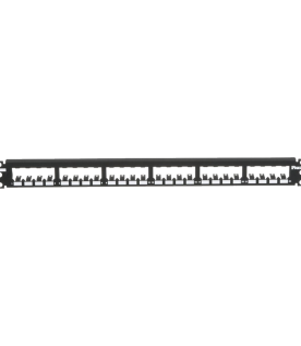 Panel de Parcheo Modular Mini-Com (Sin Conectores), Plano, Totalmente Blindado, de 24 Puertos, 1UR