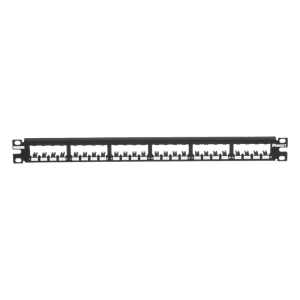 Panel de Parcheo Modular Mini-Com (Sin Conectores), Plano, Totalmente Blindado, de 24 Puertos, 1UR