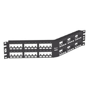 Panel de Parcheo Modular Mini-Com (Sin Conectores), Angulado Instalación la Ras, Sin Blindaje, de 48 Puertos, 2UR