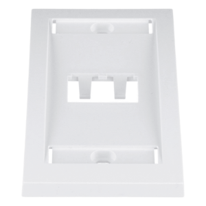 Placa de Pared Vertical Ejecutiva, Salida Para 2 Puertos Mini-Com, Con Espacios Para Etiquetas, Color Blanco