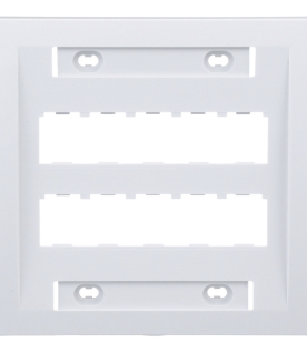 Placa de Pared Vertical Ejecutiva, Salida Para 10 Puertos Mini-Com, Con Espacios Para Etiquetas, Color Blanco