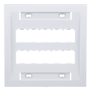 Placa de Pared Vertical Ejecutiva, Salida Para 10 Puertos Mini-Com, Con Espacios Para Etiquetas, Color Blanco