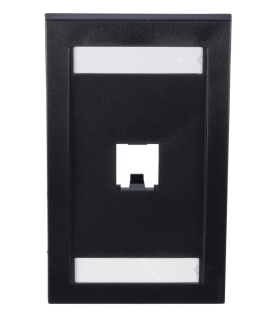 Placa de Pared Vertical Ejecutiva, Salida de 1 Puerto Mini-Com, Con Espacios Para Etiquetas, Color Negro