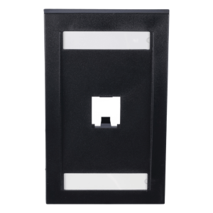 Placa de Pared Vertical Ejecutiva, Salida de 1 Puerto Mini-Com, Con Espacios Para Etiquetas, Color Negro