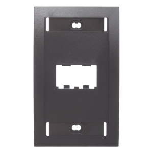 Placa de Pared Vertical Ejecutiva, Salida de 2 Puertos Mini-Com, Con Espacios Para Etiquetas, Color Negro