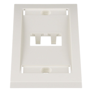Placa de Pared Vertical Ejecutiva, Salida Para 2 Puertos Mini-Com, Con Espacios Para Etiquetas, Color Blanco Mate
