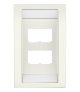 Placa de Pared Vertical Ejecutiva, Salida Para 4 Puertos Mini-Com, Con Espacios Para Etiquetas, Color Blanco Mate