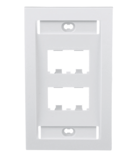 Placa de Pared Vertical Ejecutiva, Salida Para 4 Puertos Mini-Com, Con Espacios Para Etiquetas, Color Blanco