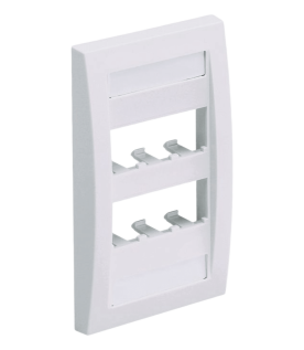 Placa de Pared Vertical Ejecutiva, Salida Para 6 Puertos Mini-Com, Con Espacios Para Etiquetas, Color Blanco Mate