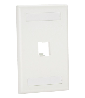 Placa de Pared Vertical Clásica, Salida Para 1 Puerto Mini-Com, Con Espacios Para Etiquetas, Color Blanco