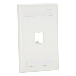 Placa de Pared Vertical Clásica, Salida Para 1 Puerto Mini-Com, Con Espacios Para Etiquetas, Color Blanco