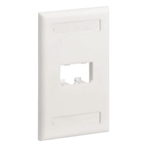 Placa de Pared Vertical Clásica, Salida Para 2 Puertos Mini-Com, Con Espacios Para Etiquetas, Color Blanco Mate