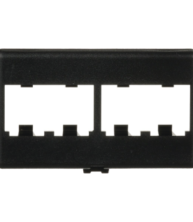 Placa de Mobiliario Modular Estándar, Salidas Para 4 Puertos Mini-Com, Color Negro