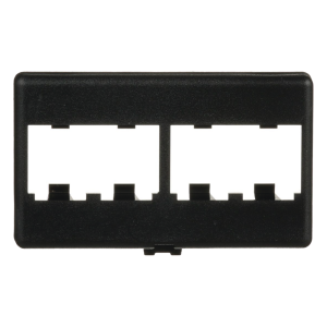 Placa de Mobiliario Modular Estándar, Salidas Para 4 Puertos Mini-Com, Color Negro
