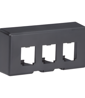 Placa de Mobiliario Modular Estándar, Salidas Para 3 Puertos Mini-Com, Color Negro