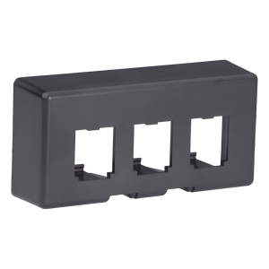 Placa de Mobiliario Modular Estándar, Salidas Para 3 Puertos Mini-Com, Color Negro