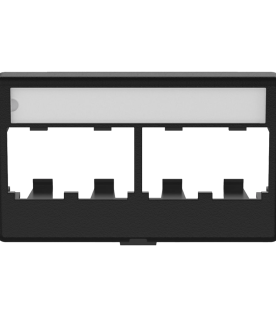 Placa de Mobiliario Modular Estándar, Salidas Para 4 Puertos Mini-Com, Con Espacio Para Etiquetas, Color Negro