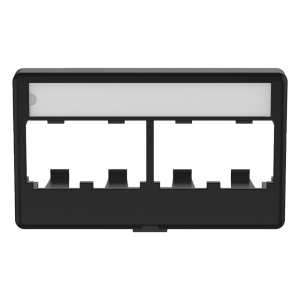Placa de Mobiliario Modular Estándar, Salidas Para 4 Puertos Mini-Com, Con Espacio Para Etiquetas, Color Negro