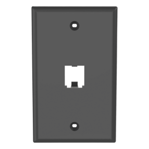 Placa de Pared Vertical Clásica, Salida Para 1 Puerto Mini-Com, Color Negro