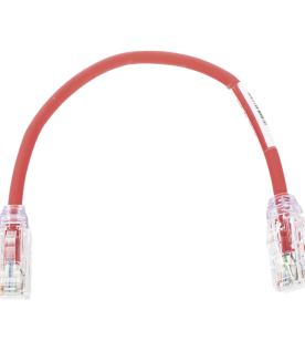 Cable de Parcheo UTP, Cat6A, Diámetro Reducido (28 AWG), CM/LSZH, Color Rojo, 20.3 cm (8 Pulgadas)