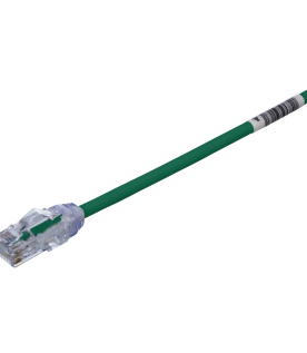 Cable de Parcheo UTP, Cat6A, Diámetro Reducido (28 AWG), CM/LSZH, Color Verde, 20.3 cm (8 Pulgadas)