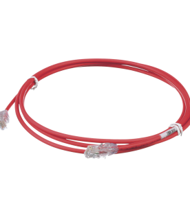 Cable de Parcheo UTP Cat6A, CM/LSZH, Diámetro Reducido (28AWG), Color Rojo, 2.13 Metros (7 Pies)
