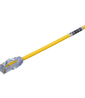 Cable de Parcheo UTP Cat6A, CM/LSZH, Diámetro Reducido (28AWG), Color Amarillo, 0.3 Metros (1 Pie)
