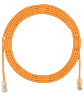 Cable de Parcheo UTP Cat6A, CM/LSZH, Diámetro Reducido (28AWG), Color Naranja, 0.3 Metros (1 Pie)