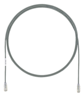 Cable de Parcheo UTP Cat6A, CM/LSZH, Diámetro Reducido (28AWG), Color Gris, 0.30 Metros (1 Pie)
