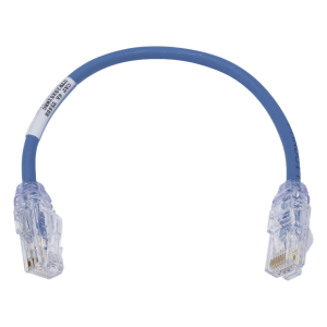 Cable de Parcheo UTP Cat6A, CM/LSZH, Diámetro Reducido (28AWG), Color Azul, 0.3 Metros (1 Pie)