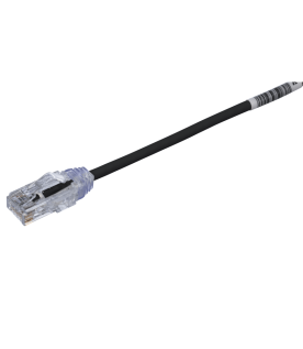 Cable de Parcheo UTP Cat6A, CM/LSZH, Diámetro Reducido (28AWG), Color Negro, 0.30 Metros (1 Pie)